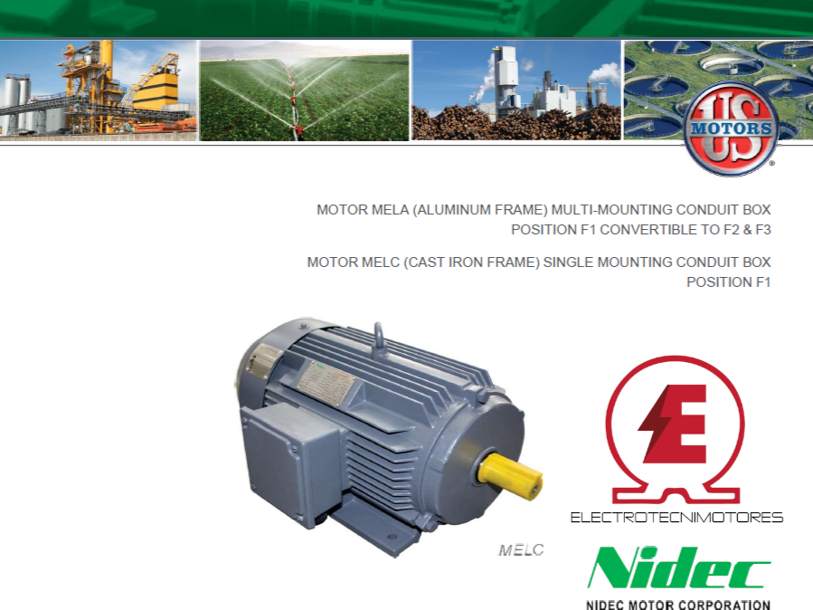 MOTOR TRIF 1HP 1200RPM FR90S NIDEC US MOTORS IP55